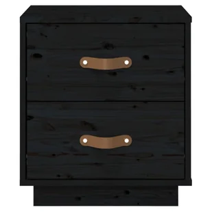 Lumarko Szafki nocne, 2 szt., czarne, 40x34x45 cm, lite drewno sosnowe - Szafki nocne - miniaturka - grafika 8