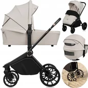 Wózki dziecięce - Wózek 2w1 GONDOLA SPACERÓWKA PRZÓD TYŁ AiryDots DUŻE KOŁA Lionelo Mika Plus - miniaturka - grafika 1