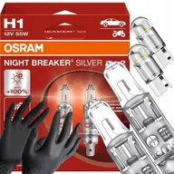 Żarówki samochodowe - Żarówki Osram H1 Night Breaker Silver +100% W5W Led Clear Rękawiczki - miniaturka - grafika 1