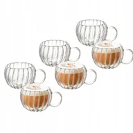 Filiżanki - Filiżanka ryflowana do kawy lub herbaty Wilmax 300 ml ze szkła termicznego 6 sztuk - miniaturka - grafika 1