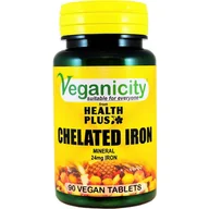 Żele i maści lecznicze - Veganicity Chelat Żelaza dla Wegan Żelazo chelatowane Iron 24mg 90 tabletek Veganicity - miniaturka - grafika 1