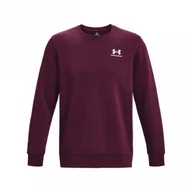 Bluzy sportowe męskie - Męska bluza dresowa nierozpinana bez kaptura Under Armour UA Essential Fleece Crew - bordowa - UNDER ARMOUR - miniaturka - grafika 1