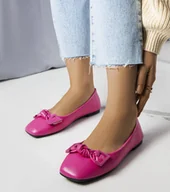 Mokasyny damskie - Różowe balerinki z kokardką Tabitha-38 - miniaturka - grafika 1