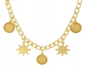 Naszyjniki - NASZYJNIK SŁOŃCE I MONETKI ZŁOTE (C21/WIO/03AU) - miniaturka - grafika 1
