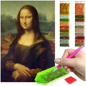 Dekoratorstwo - Haft Diamentowy ARTULIO, Obraz DIY 5D, Diamond Painting, Mozaika diamentowa 40x60cm (Obraz Mona Lisa) + zestaw akcesoriów - miniaturka - grafika 1