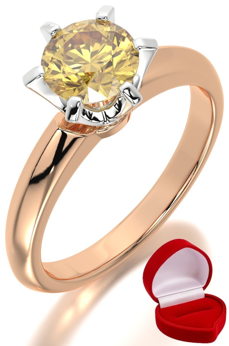 ZŁOTY PIERŚCIONEK ZARĘCZYNOWY 585 14k SZAFIR 1 ct RÓŻOWE ZŁOTO R31