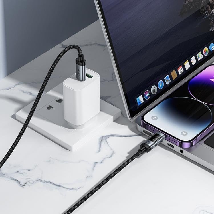 Hoco Kabel z wyświetlaczem USB C do Lightning PD 27W 1,2 m U148 czarny