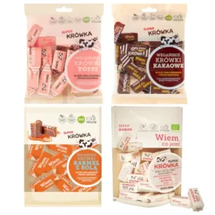 Super Krówka Zestaw Krówki bezmleczne: toffi, kakaowe, kokosowe, karmel z solą 4 x 150 g Bio - Cukierki - miniaturka - grafika 1