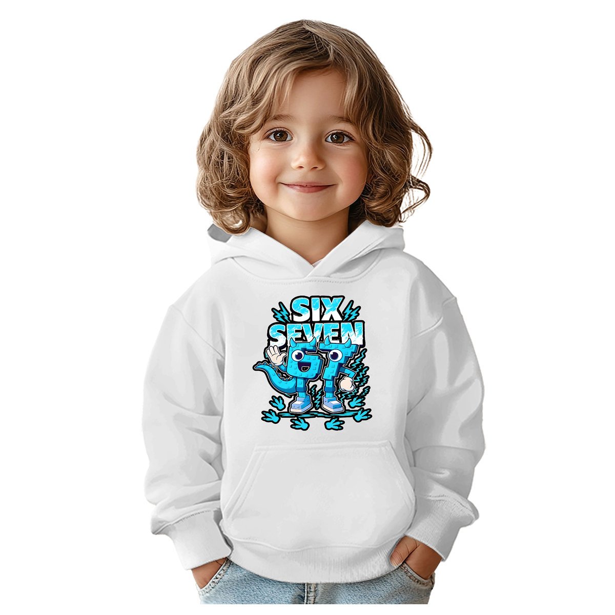BLUZA DZIECIĘCA Z KAPTUREM 67 SIX SEVEN KLOCKI VIRAL 122-128 PREZENT