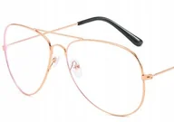 Okulary korekcyjne, oprawki, szkła - Okulary korekcyjne plusy pilotki złote +2.5 - miniaturka - grafika 1