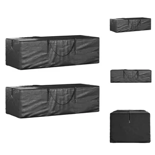 vidaXL Pokrowiec na poduszki ogrodowe 2 szt. czarny 135x40x55cm - Pokrowce ochronne na meble ogrodowe - Pokrowce na meble ogrodowe - miniaturka - grafika 1