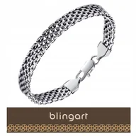 Bransolety męskie - BLINGART Męska bransoletka STALOWA 316L nowoczesna szeroka pleciona PREZENT - miniaturka - grafika 1