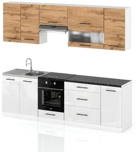 Meble Kuchenne Nowoczesne Kuchnia Marocco Modułowa 2.6m Wotan Biały Połysk - Meble kuchenne - miniaturka - grafika 1