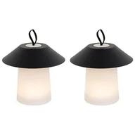 Lampy stojące - QAZQA Zestaw 2 lamp stołowych grzyb czarny w tym akumulatorowa LED - Ivan - miniaturka - grafika 1