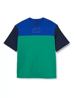 Bluzy męskie - Armani Exchange Męska bluza polo z krótkim rękawem, nadrukowane logo, bluza polo Cross Gender, Niebieski/zielony/czarny, S - miniaturka - grafika 1