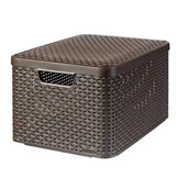 Pudła i pojemniki do przechowywania - Koszyk z pokrywką Rattan Style 30 l kremowy CURVER - miniaturka - grafika 1