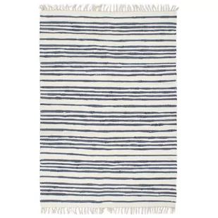 vidaXL Ręcznie tkany dywan Chindi 120x170 cm, bawełna, biało-niebieski - Dywany - miniaturka - grafika 1