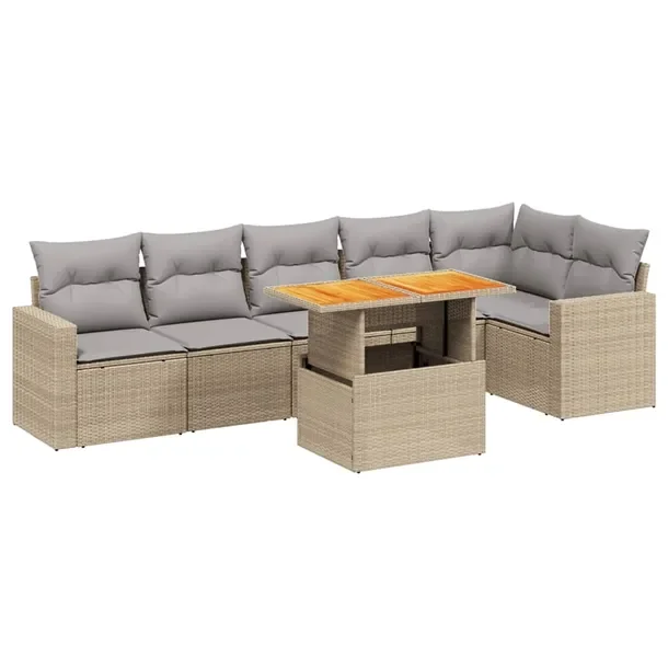 Zestaw mebli ogrodowych z rattanu PE beżowy, wymiary: 62x62x69 cm, 55x62x6