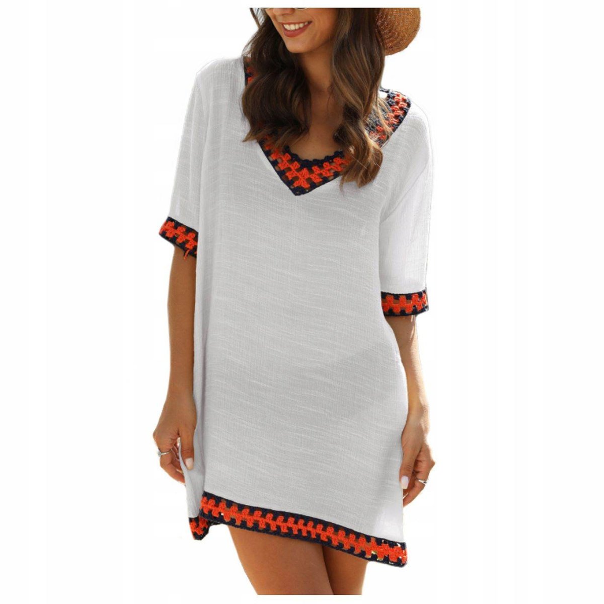 Sukienka tunika plażowa z haftem