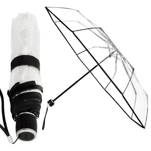 Składana krótka przezroczysta transparentna parasolka, 24 cm - Parasole - miniaturka - grafika 1