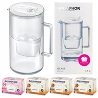 Dzbanki filtrujące - Dzbanek filtrujący szklany Aquaphor Glass biały + 4 filtry Maxfor (1Mg+3H) - miniaturka - grafika 1