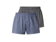 Majtki męskie - esmara Men Bokserki męskie z biobawełny, 2 pary (Niebieski/szary, 4/S) - miniaturka - grafika 1