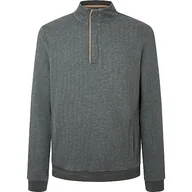 Bluzy męskie - Hackett London Męska bluza w jodełkę Hz, Brązowy (asfalt), L - miniaturka - grafika 1