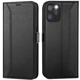 Etui na telefon komórkowy iPhone 12 Pro Max składane etui ochronne, czarne - Etui i futerały do telefonów - miniaturka - grafika 1