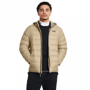 Męska kurtka z puchem naturalnym Under Armour Legend Down Hooded Jacket - beżowa - Kurtki męskie - miniaturka - grafika 1
