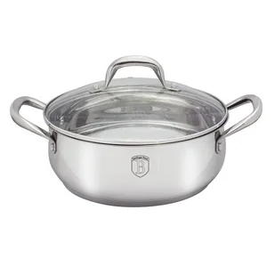 Berlinger Haus GARNEK PŁASKI ZE STALI NIERDZEWNEJ 32cm SILVER BELLY BH-1408 BH-1408 - Garnki - miniaturka - grafika 1