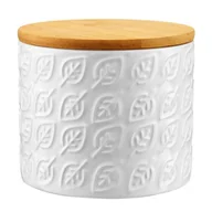 Pojemniki kuchenne - Pojemnik ceramiczny Tuvo listki z bambusową pokrywką 670 ml AMBITION - miniaturka - grafika 1