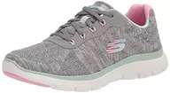 Trampki damskie - Skechers Damskie trampki Flex Appeal 4.0-Walk Wonderfu, Szara siatka miętowa różowa wykończenie, 37.5 EU - miniaturka - grafika 1