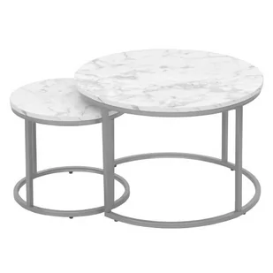 Zestaw okrągłych stolików kawowych z marmurkowym blatem - Naresto - Ławy i stoliki kawowe - miniaturka - grafika 1