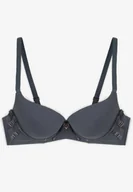 Biustonosze - Granatowy Biustonosz Push-Up na Ramiączkach z Regulacją i Metaliczną Aplikacją Alerista - miniaturka - grafika 1