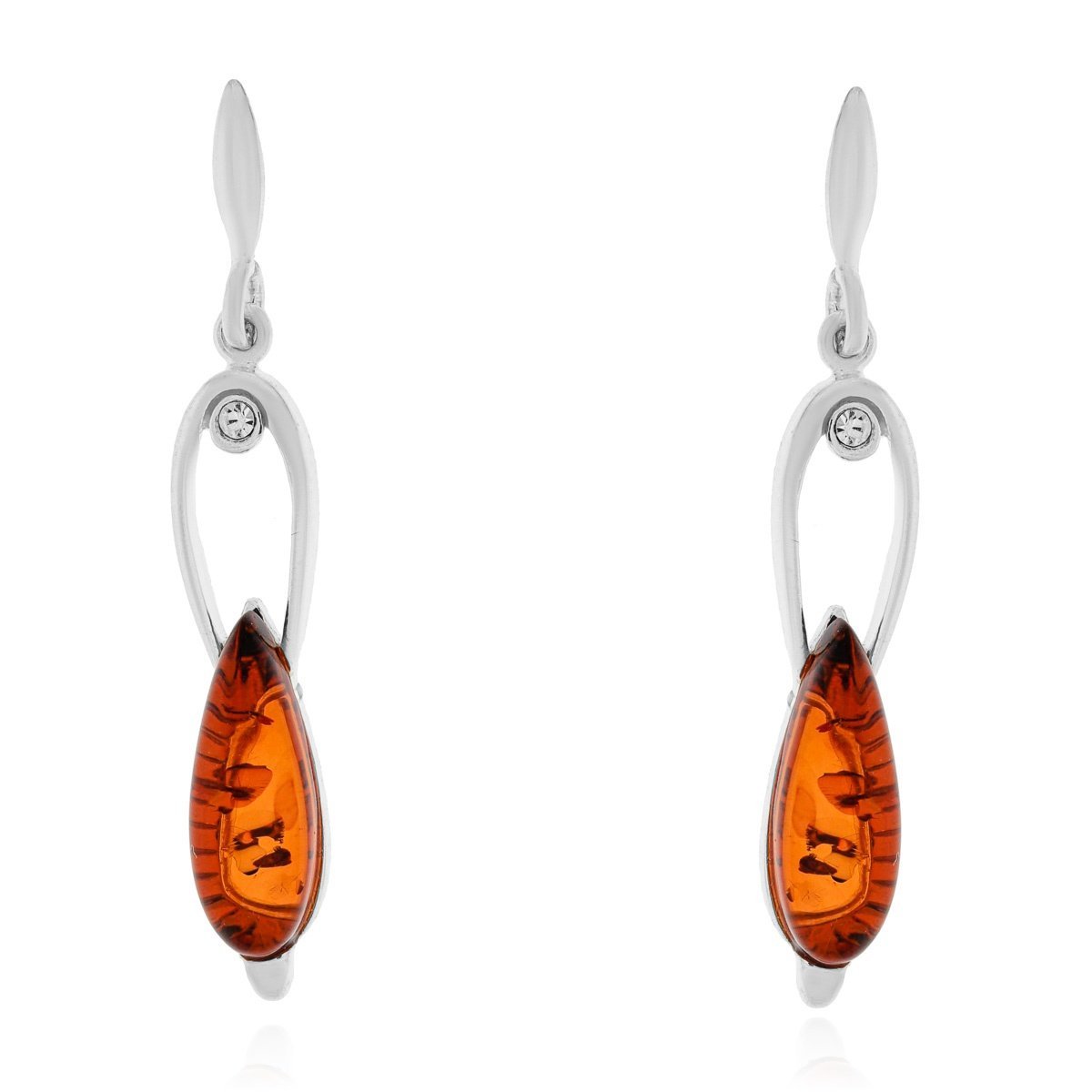 Srebrne kolczyki z bursztynem sztyft pr. 925
