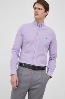 Koszule męskie - Ralph Lauren Polo Polo koszula męska kolor fioletowy slim z kołnierzykiem button-down - grafika 1