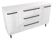 Szafki łazienkowe - Szafka Stojąca Z Blatem ATH 140 cm D - Biały Wysoki Połysk - Uchwyty Czarne Matowe - miniaturka - grafika 1