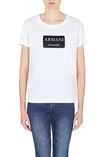 Armani Exchange Damska koszulka Boyfriend Fit, Box Logo, Nice Stitching T-Shirt, biała, ekstra mała, biały, XS - Koszulki i topy damskie - miniaturka - grafika 1