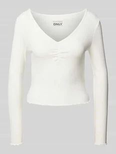 Bluzka z długim rękawem o kroju slim fit z mieszanki bawełny z falbanami model ‘BETTY’ - Bluzki damskie - miniaturka - grafika 1