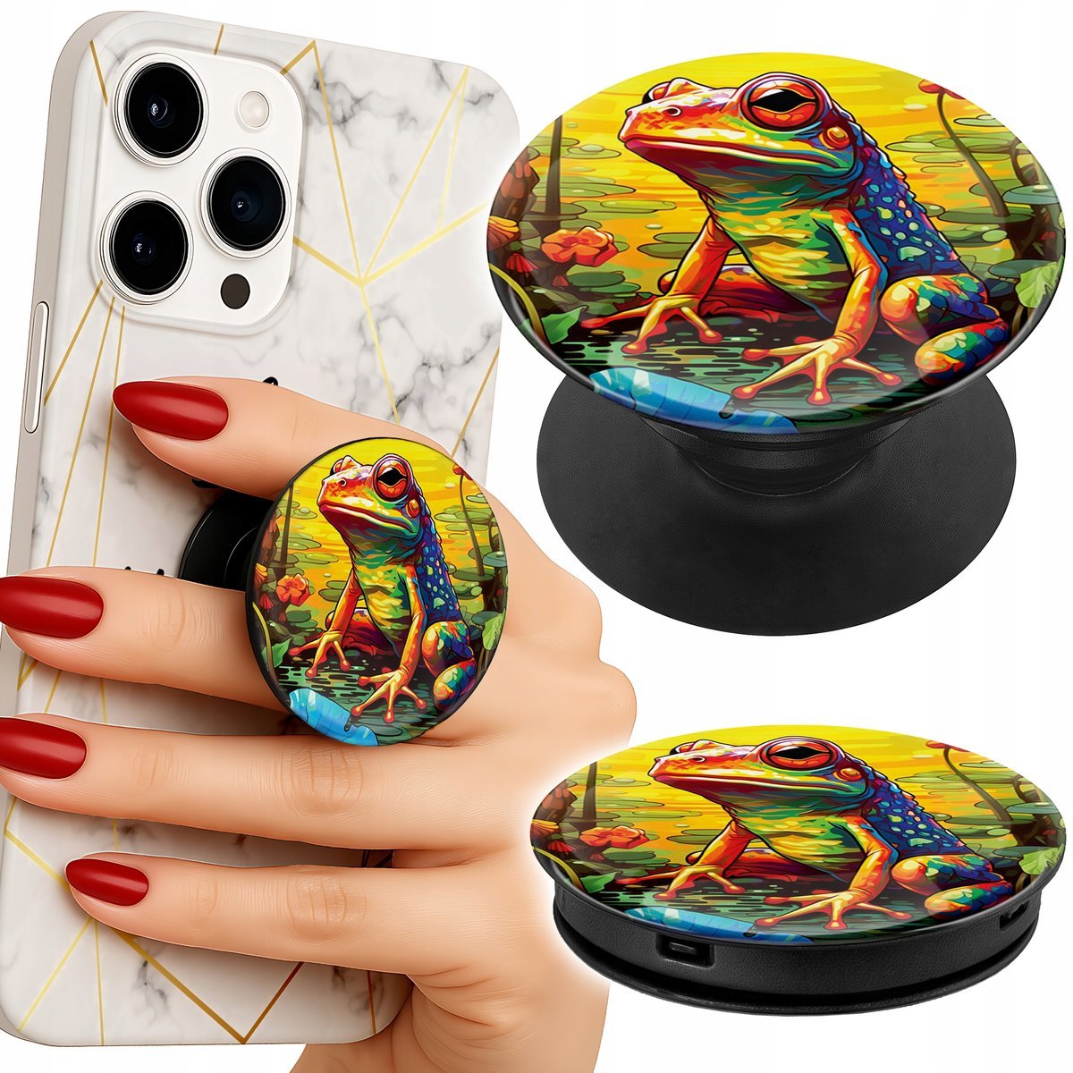 Uchwyt do telefonu Popsocket na palce/stojak ŻABA PŁAZ ŻABKA