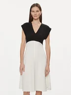Sukienki - Tommy Hilfiger Sukienka koktajlowa Shiny Interlock V-Nk Ns Knee Drs WW0WW40731 Écru Slim Fit - miniaturka - grafika 1