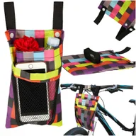 Sakwy rowerowe - Torba na rower hulajnogę kierownicę telefon sakwa rowerowa kolorowa kratka - miniaturka - grafika 1