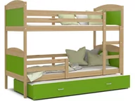 Łóżka dla dzieci i młodzieży - Łóżko piętrowe 190x80 sosna zielony MATEUSZ 3 - miniaturka - grafika 1