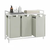 Kosze wiklinowe - Kosz na pranie biało-szary 3 komory x38L - miniaturka - grafika 1