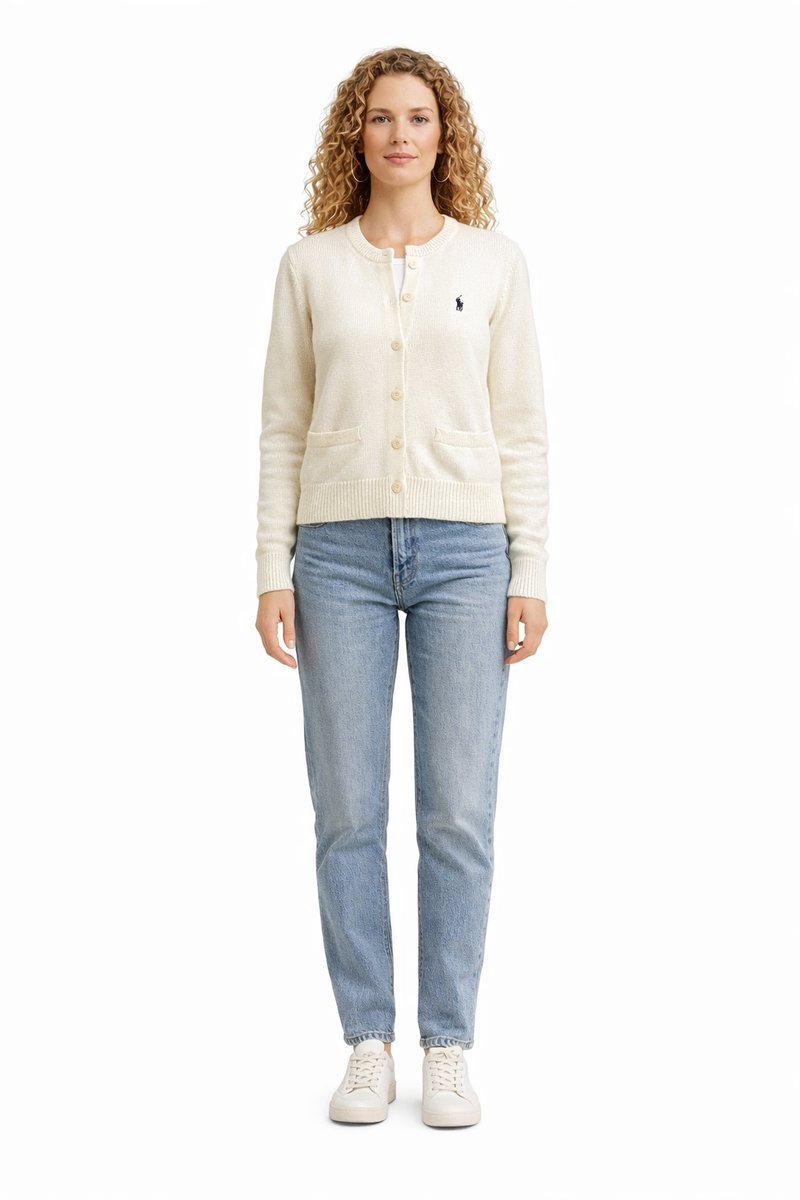 RALPH LAUREN BAWEŁNIANY SWETER DAMSKI GŁADKI KLASYCZNY xs 1I2B