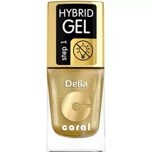 Delia Cosmetics Coral Hybrid Gel Lakier do paznokci nr 28 Złoty 11ml Cosmetics - Lakiery do paznokci - miniaturka - grafika 1