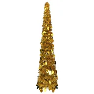 Choinki - vidaXL Składana, sztuczna choinka, złota, 129 cm, PET - miniaturka - grafika 1