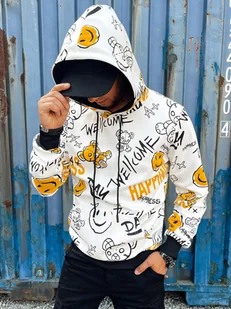 Bluza męska z kapturem biała Dstreet BX5782 - Bluzy męskie - miniaturka - grafika 1
