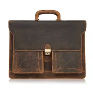 Teczki i aktówki - Torba męska na ramię skórzana do pracy aktówka brązowa - miniaturka - grafika 1