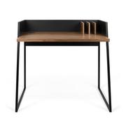Biurka - Czarne biurko z elementami z dekorem drewna orzecha TemaHome Volga Walnut - miniaturka - grafika 1